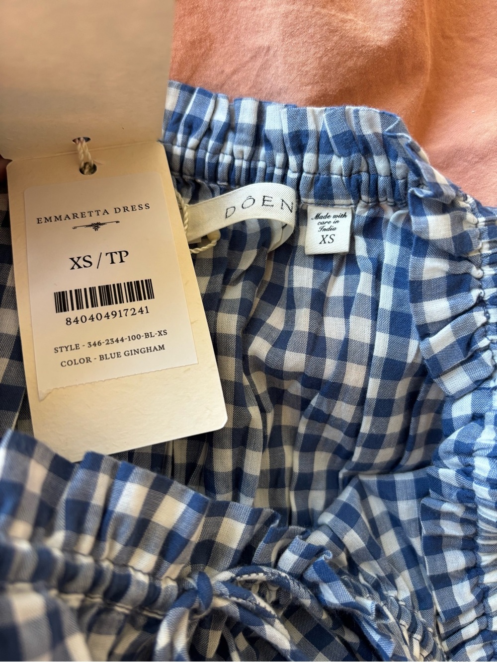 NWT Doen Emmaretta checked organic cotton-blend voile midi dress blue size XS - Picture 5 of 12